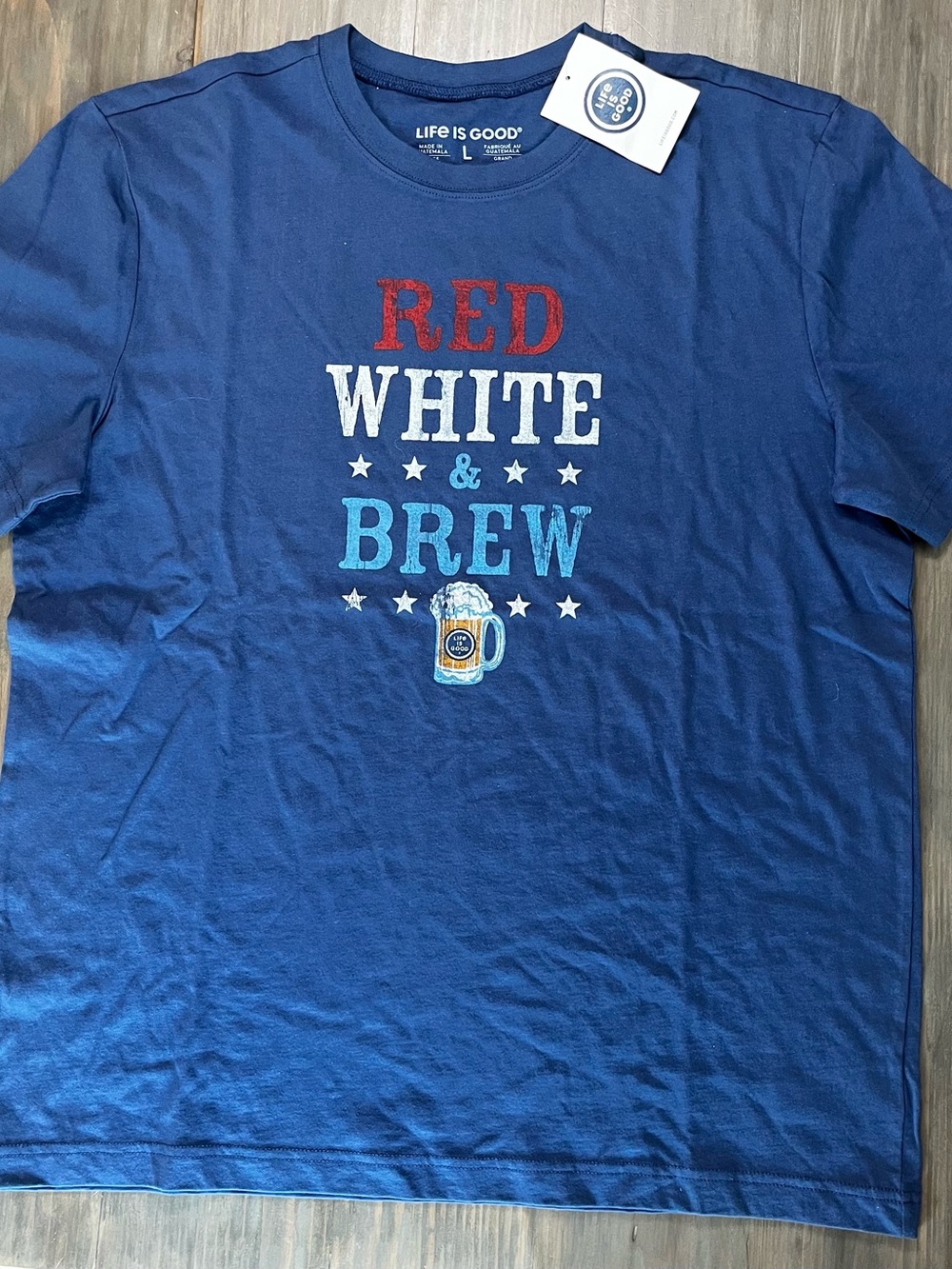 Life Is Good Navy Crewneck Logo Tee